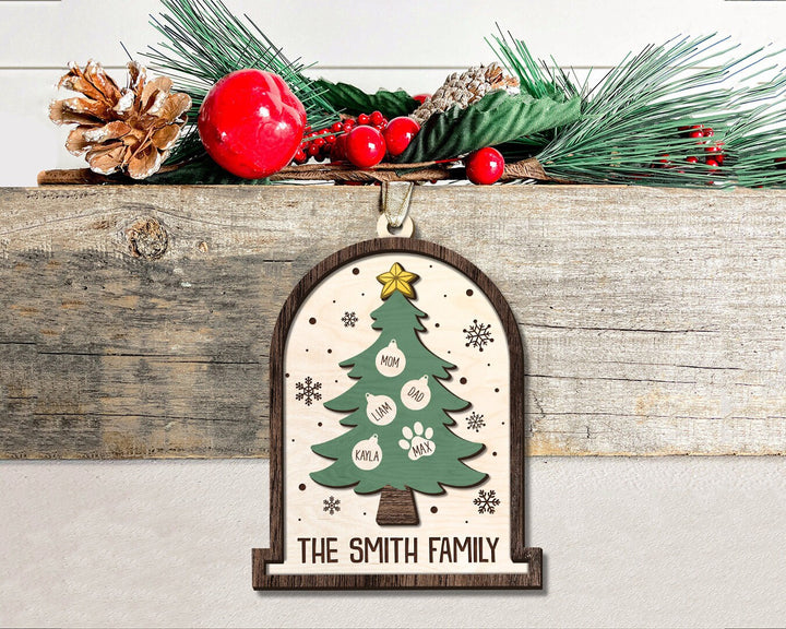 Custom Family Ornament, Family Christmas Ornament, Tree Family Christmas Ornament, Family Ornament, Family Christmas Gift, Wooden Ornament