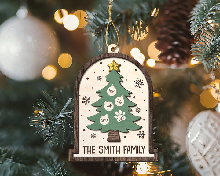 Custom Family Ornament, Family Christmas Ornament, Tree Family Christmas Ornament, Family Ornament, Family Christmas Gift, Wooden Ornament