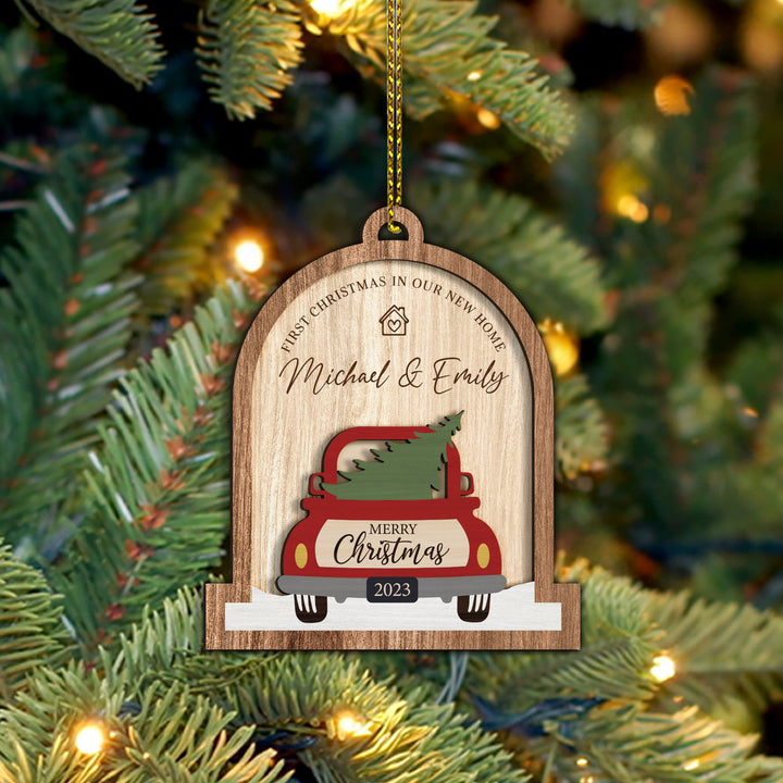 New Home Ornament, Personalized Couples Ornament, First Christmas Ornament, Christmas Couples Gift, Red Truck Couple Ornament, Just Married