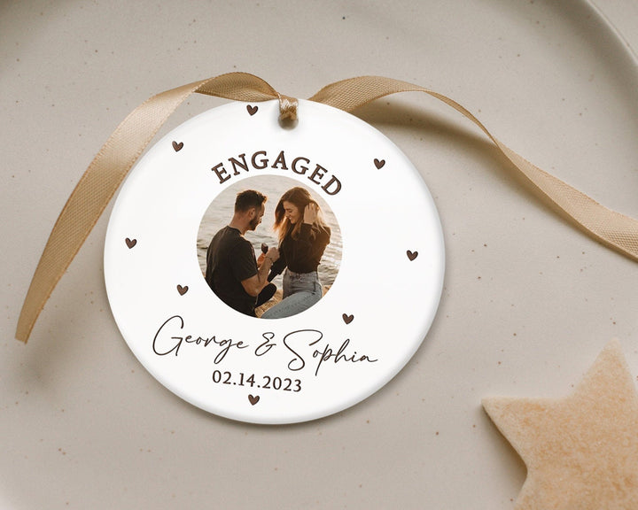 Personalized Engagement Ornament, Couple Ornament, Photo Ornament, Engagement Gift, Christmas Ornament, Engaged Ornament, Couples Gift