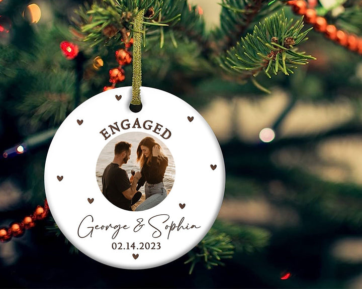 Personalized Engagement Ornament, Couple Ornament, Photo Ornament, Engagement Gift, Christmas Ornament, Engaged Ornament, Couples Gift