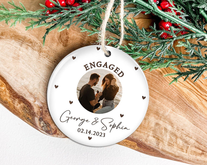 Personalized Engagement Ornament, Couple Ornament, Photo Ornament, Engagement Gift, Christmas Ornament, Engaged Ornament, Couples Gift