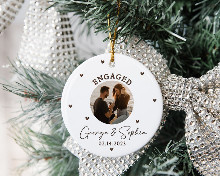 Personalized Engagement Ornament, Couple Ornament, Photo Ornament, Engagement Gift, Christmas Ornament, Engaged Ornament, Couples Gift