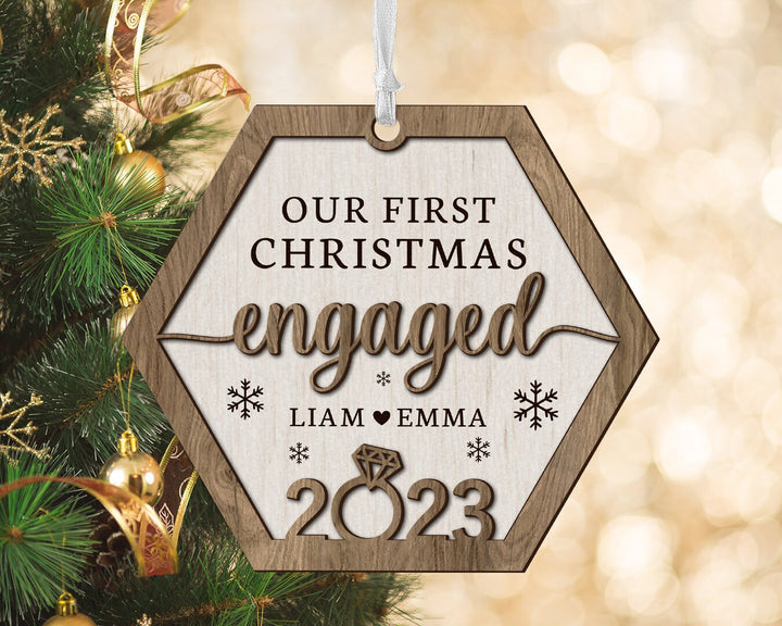 Personalized Engagement Ornament, Engaged Christmas Ornament, Engagement Gifts, First Christmas Ornament, Couples Gift, Engagement Keepsake