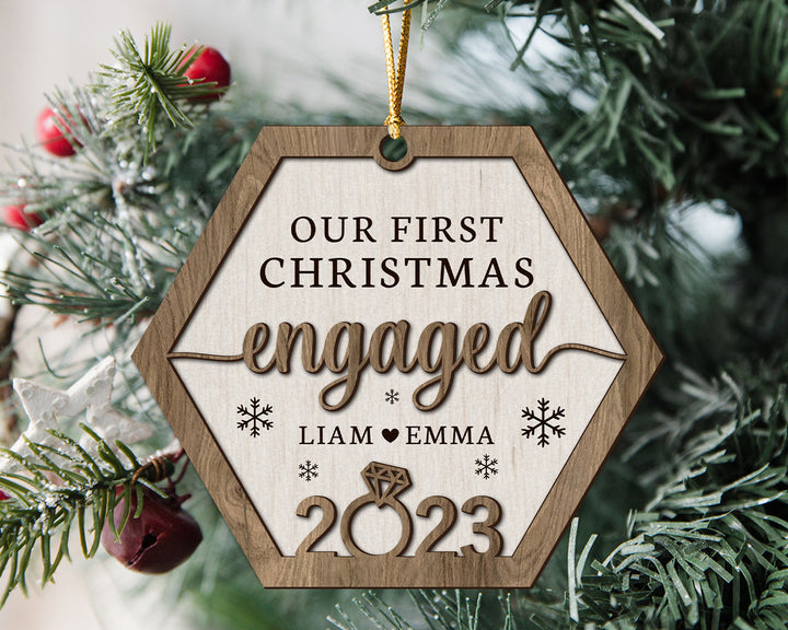 Personalized Engagement Ornament, Engaged Christmas Ornament, Engagement Gifts, First Christmas Ornament, Couples Gift, Engagement Keepsake