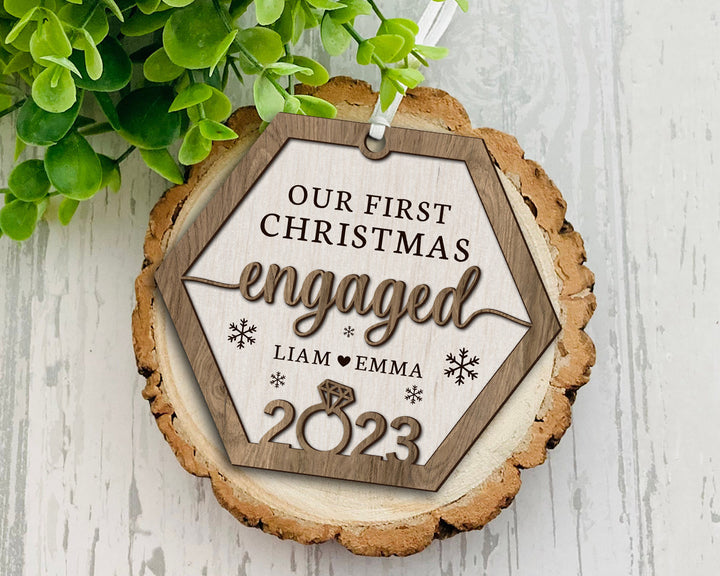 Personalized Engagement Ornament, Engaged Christmas Ornament, Engagement Gifts, First Christmas Ornament, Couples Gift, Engagement Keepsake