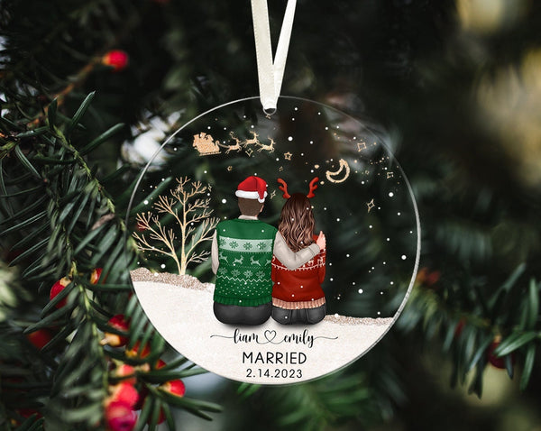 Personalized Couple Ornament, Married Ornament, Engagement Ornament, Engaged Christmas Ornament, Couples Gift, Christmas Family Ornament