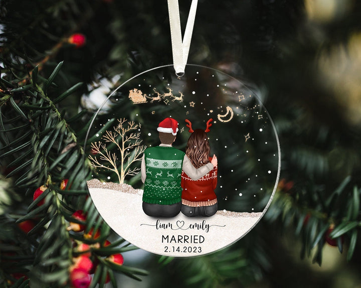 Personalized Couple Ornament, Married Ornament, Engagement Ornament, Engaged Christmas Ornament, Couples Gift, Christmas Family Ornament