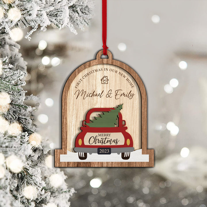 New Home Ornament, Personalized Couples Ornament, First Christmas Ornament, Christmas Couples Gift, Red Truck Couple Ornament, Just Married