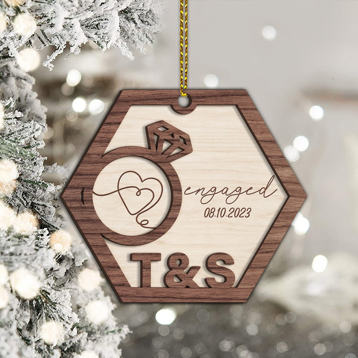 Engaged Ornament, Custom Engagement Ornament, Couples Ornament, Engagement Gift, First Christmas Ornament, Gifts for Couple, Couples Gift