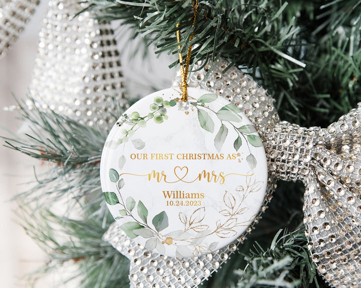 First Christmas Ornament, Custom Couple Name Ornament, Engagement Ornament, Engaged Christmas Ornament, Just Married Ornament, Couples Gift