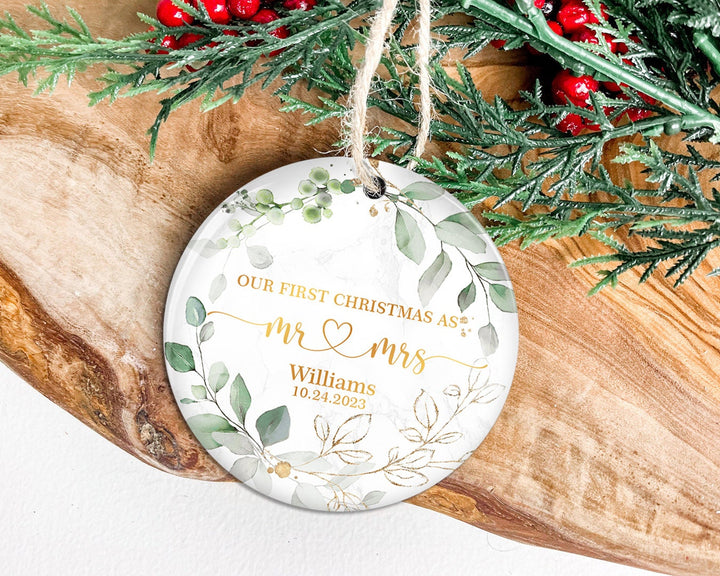 First Christmas Ornament, Custom Couple Name Ornament, Engagement Ornament, Engaged Christmas Ornament, Just Married Ornament, Couples Gift