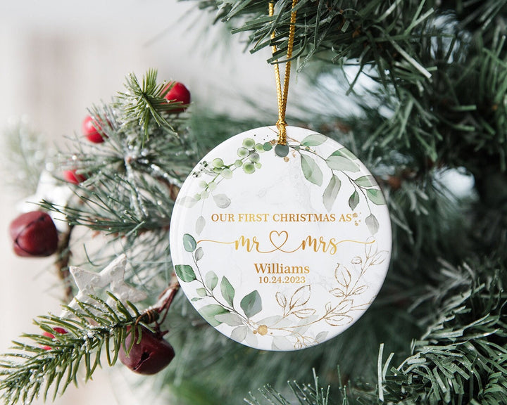 First Christmas Ornament, Custom Couple Name Ornament, Engagement Ornament, Engaged Christmas Ornament, Just Married Ornament, Couples Gift