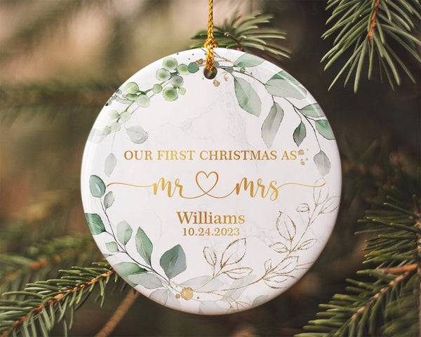 First Christmas Ornament, Custom Couple Name Ornament, Engagement Ornament, Engaged Christmas Ornament, Just Married Ornament, Couples Gift