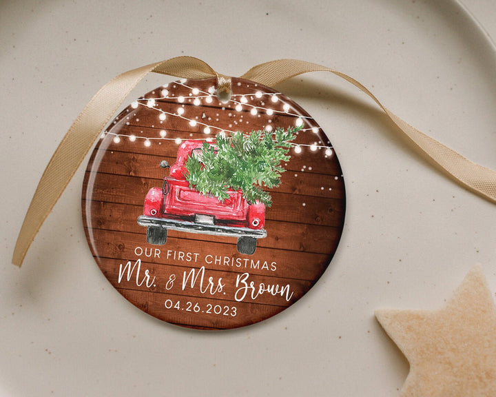 Custom Engagement Ornament, First Christmas Ornament, Mr and Mrs 2023 Ornament, Couples Gift, Married Ornament, Engaged Christmas Ornament