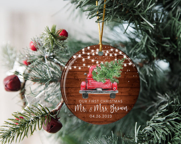 Custom Engagement Ornament, First Christmas Ornament, Mr and Mrs 2023 Ornament, Couples Gift, Married Ornament, Engaged Christmas Ornament