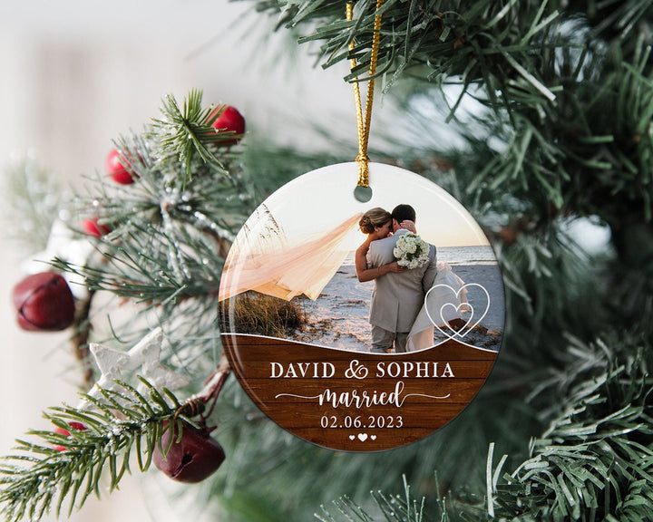 Couple Ornament, Custom Photo Ornament, Married Ornament, Engagement Ornament, Wedding Gift, Newly Married Gift, First Christmas Ornament