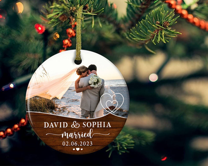 Couple Ornament, Custom Photo Ornament, Married Ornament, Engagement Ornament, Wedding Gift, Newly Married Gift, First Christmas Ornament