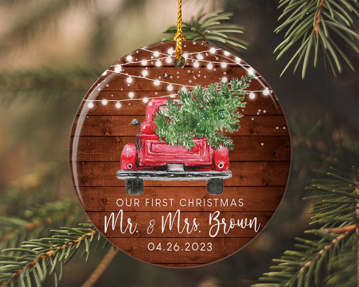 Custom Engagement Ornament, First Christmas Ornament, Mr and Mrs 2023 Ornament, Couples Gift, Married Ornament, Engaged Christmas Ornament