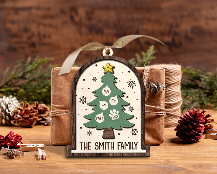 Custom Family Ornament, Family Christmas Ornament, Tree Family Christmas Ornament, Family Ornament, Family Christmas Gift, Wooden Ornament