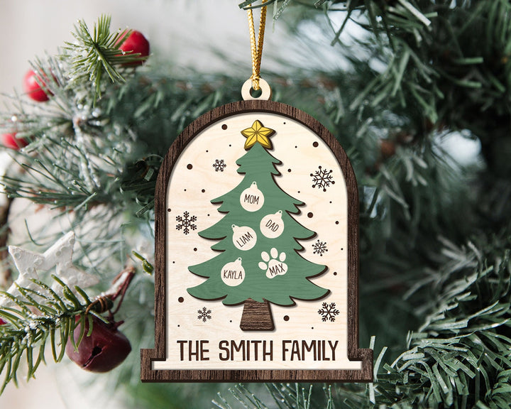 Custom Family Ornament, Family Christmas Ornament, Tree Family Christmas Ornament, Family Ornament, Family Christmas Gift, Wooden Ornament