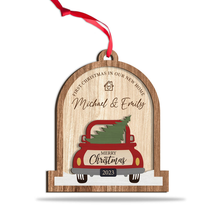 New Home Ornament, Personalized Couples Ornament, First Christmas Ornament, Christmas Couples Gift, Red Truck Couple Ornament, Just Married