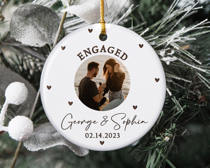 Personalized Engagement Ornament, Couple Ornament, Photo Ornament, Engagement Gift, Christmas Ornament, Engaged Ornament, Couples Gift