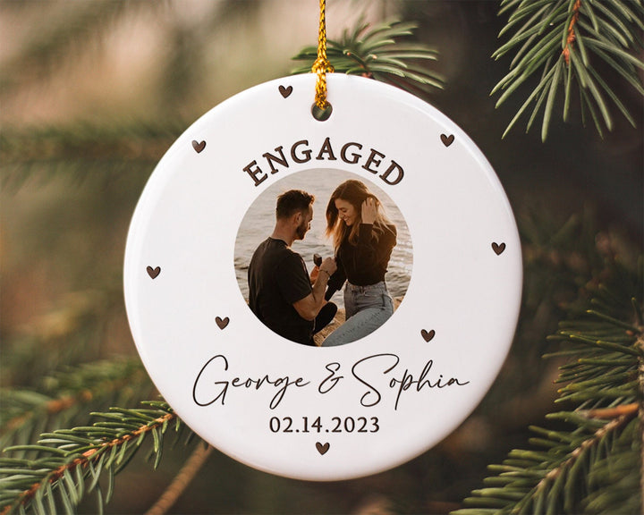 Personalized Engagement Ornament, Couple Ornament, Photo Ornament, Engagement Gift, Christmas Ornament, Engaged Ornament, Couples Gift