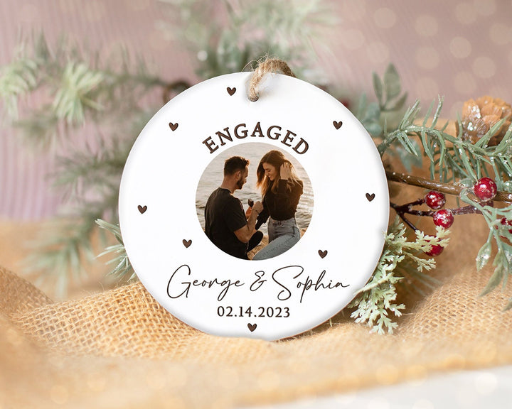 Personalized Engagement Ornament, Couple Ornament, Photo Ornament, Engagement Gift, Christmas Ornament, Engaged Ornament, Couples Gift