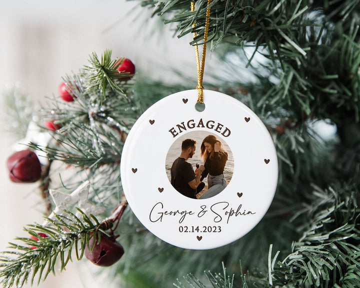 Personalized Engagement Ornament, Couple Ornament, Photo Ornament, Engagement Gift, Christmas Ornament, Engaged Ornament, Couples Gift