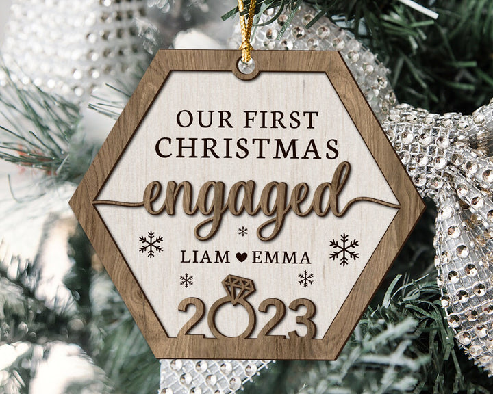 Personalized Engagement Ornament, Engaged Christmas Ornament, Engagement Gifts, First Christmas Ornament, Couples Gift, Engagement Keepsake