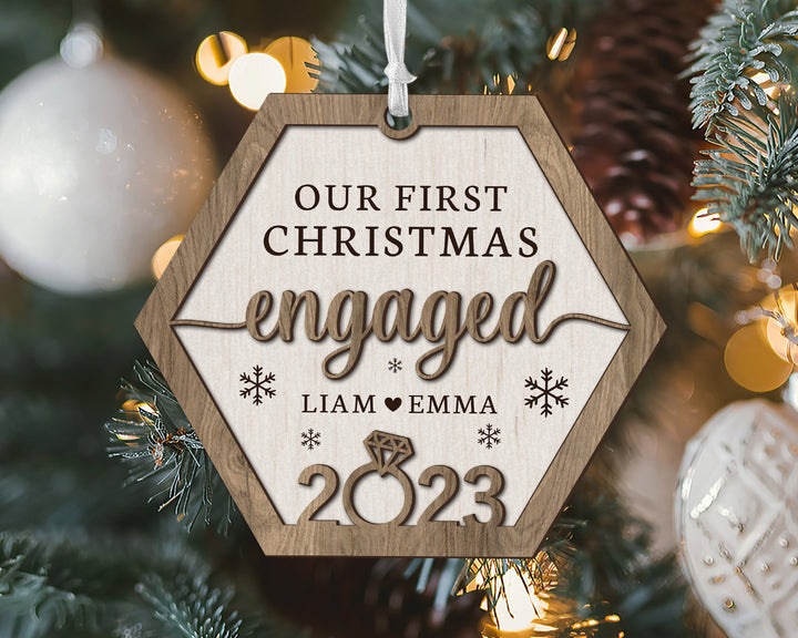 Personalized Engagement Ornament, Engaged Christmas Ornament, Engagement Gifts, First Christmas Ornament, Couples Gift, Engagement Keepsake