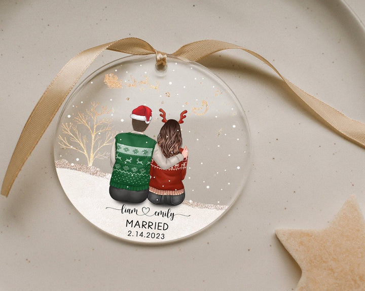 Personalized Couple Ornament, Married Ornament, Engagement Ornament, Engaged Christmas Ornament, Couples Gift, Christmas Family Ornament