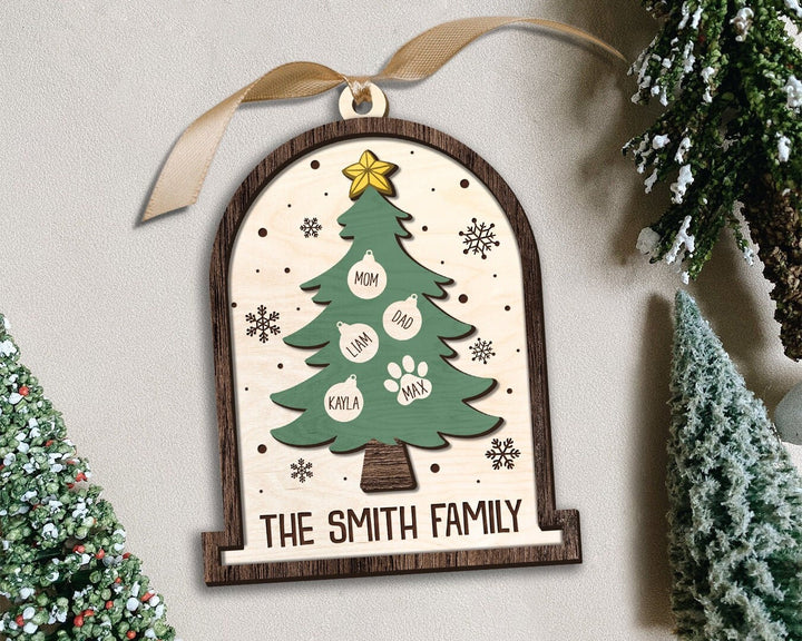 Custom Family Ornament, Family Christmas Ornament, Tree Family Christmas Ornament, Family Ornament, Family Christmas Gift, Wooden Ornament