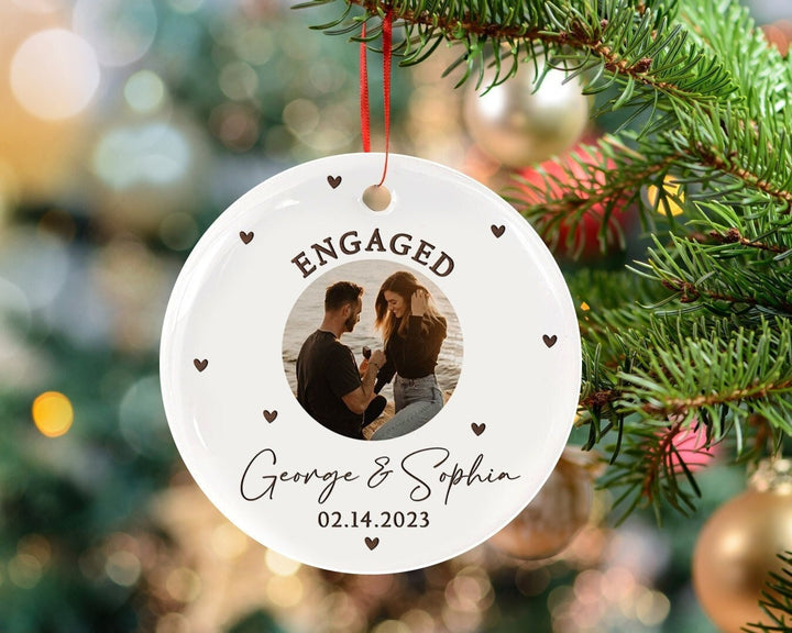 Personalized Engagement Ornament, Couple Ornament, Photo Ornament, Engagement Gift, Christmas Ornament, Engaged Ornament, Couples Gift