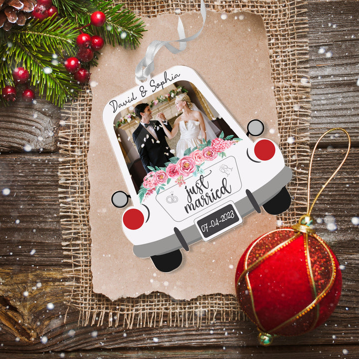 Couple Photo Ornament, Custom Married Ornament, Engagement Ornament, Photo Ornament, Newlywed Car Ornament, Christmas Ornament, Wedding Gift