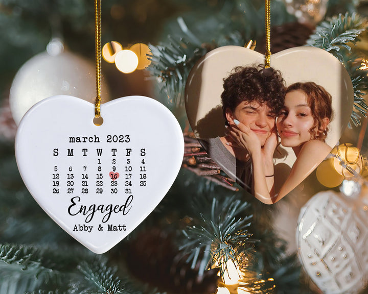 Personalized Engaged Ornament, Couple Photo Ornament, Our First Christmas Ornament, Anniversary Gift, Engagement Ornament, Couples Gift