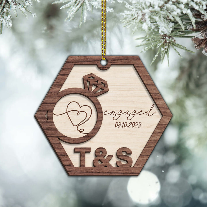 Engaged Ornament, Custom Engagement Ornament, Couples Ornament, Engagement Gift, First Christmas Ornament, Gifts for Couple, Couples Gift