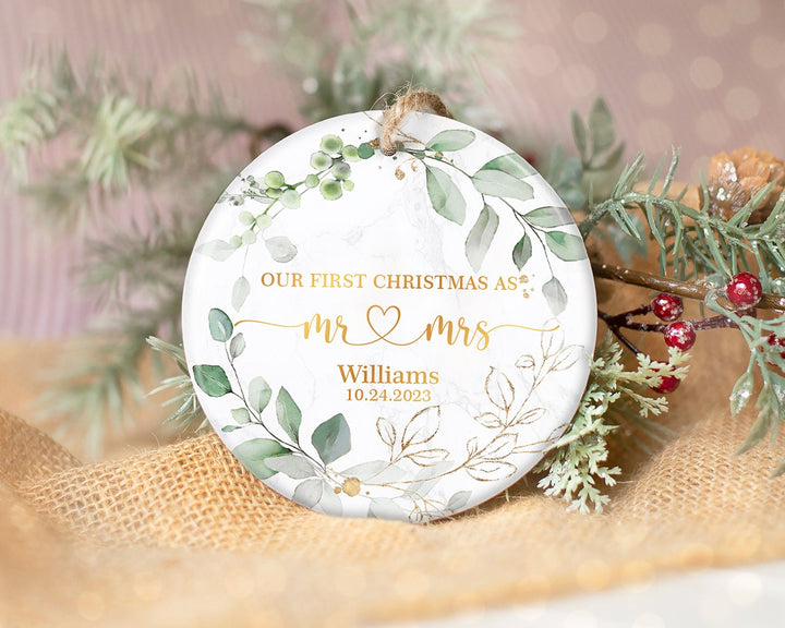 First Christmas Ornament, Custom Couple Name Ornament, Engagement Ornament, Engaged Christmas Ornament, Just Married Ornament, Couples Gift