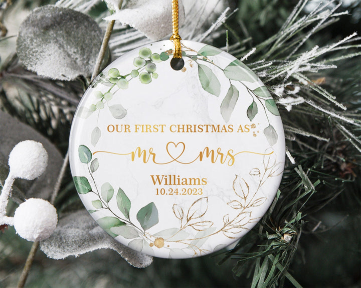 First Christmas Ornament, Custom Couple Name Ornament, Engagement Ornament, Engaged Christmas Ornament, Just Married Ornament, Couples Gift