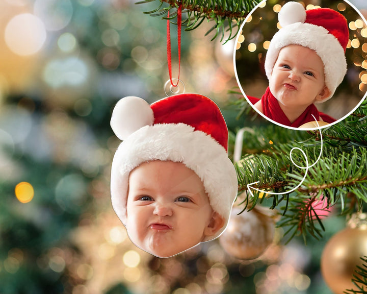 Custom Face Photo Ornament, Photo Ornament Personalized, Acrylic Photo Ornament, Picture Ornament, Funny Christmas Ornament, Christmas Gift
