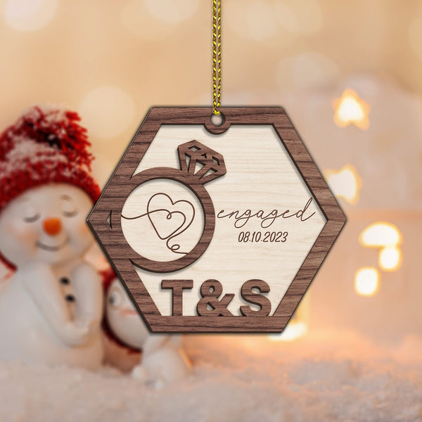 Engaged Ornament, Custom Engagement Ornament, Couples Ornament, Engagement Gift, First Christmas Ornament, Gifts for Couple, Couples Gift