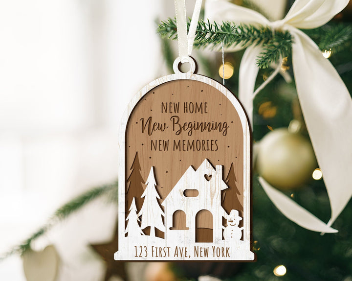 New Home Ornament, Custom House Address Ornament, Housewarming Gift,New House Ornament, New Beginning, New Memories, New Home Christmas Gift