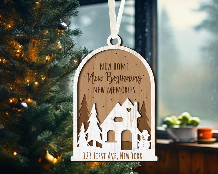 New Home Ornament, Custom House Address Ornament, Housewarming Gift,New House Ornament, New Beginning, New Memories, New Home Christmas Gift