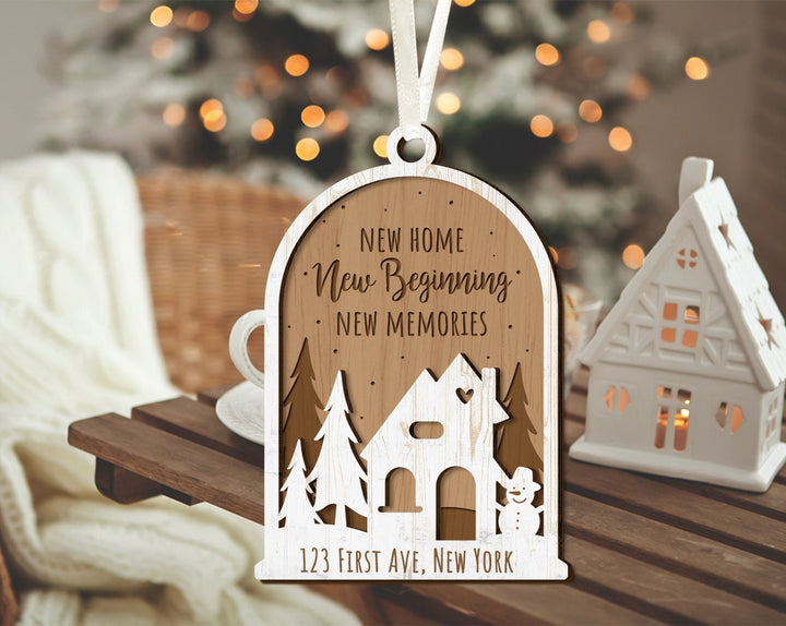 New Home Ornament, Custom House Address Ornament, Housewarming Gift,New House Ornament, New Beginning, New Memories, New Home Christmas Gift