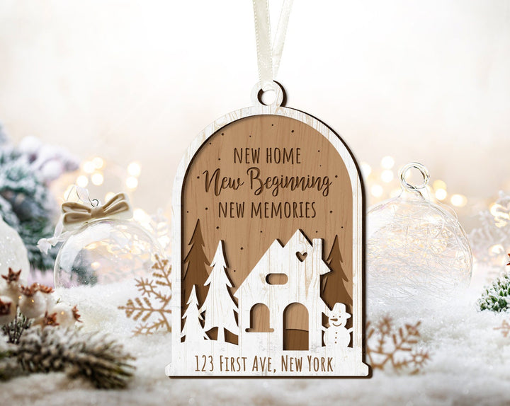 New Home Ornament, Custom House Address Ornament, Housewarming Gift,New House Ornament, New Beginning, New Memories, New Home Christmas Gift