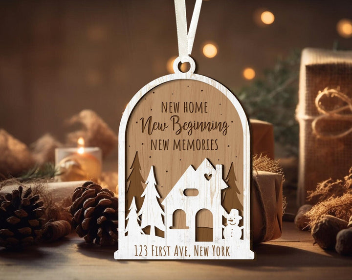 New Home Ornament, Custom House Address Ornament, Housewarming Gift,New House Ornament, New Beginning, New Memories, New Home Christmas Gift