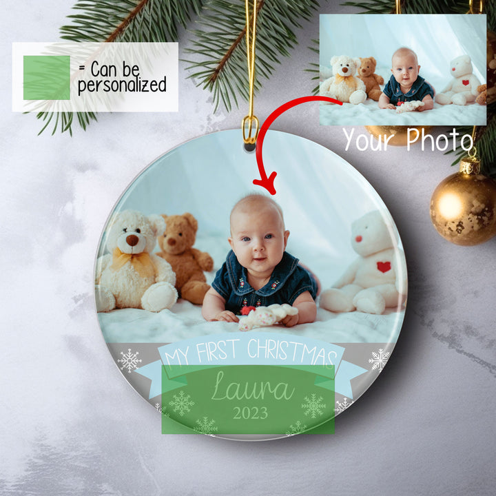 Personalized Photo Baby Ornament, Holiday Gifts, Christmas Gifts, Pregnant Gift, Mom To Be, Custom Picture Name Ornament, Newborn Ornament