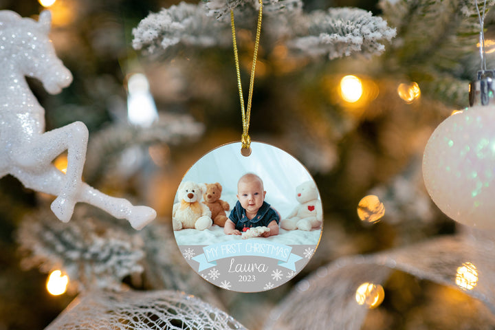 Personalized Photo Baby Ornament, Holiday Gifts, Christmas Gifts, Pregnant Gift, Mom To Be, Custom Picture Name Ornament, Newborn Ornament