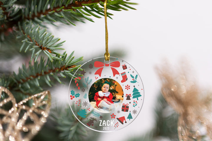 Personalized Photo Ornament for Baby, Christmas Gifts, Baby's First Christmas, Baby Gifts, New Mom Gifts, Custom Christmas Newborn Ornament